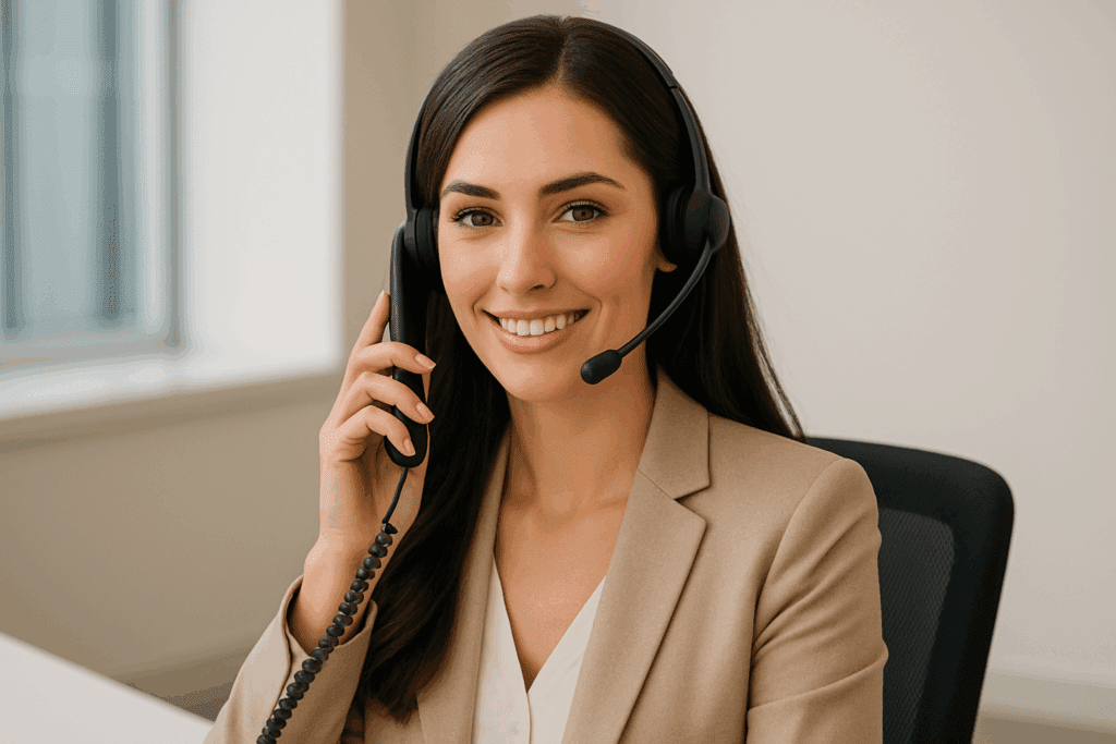 pretty woman answering phone